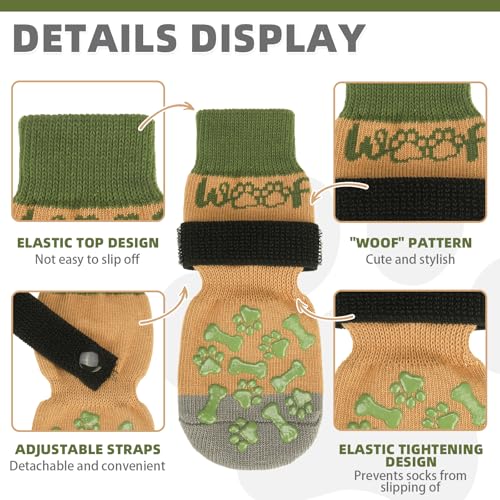 Dog Socks Shoes for Hot Pavement to Prevent Licking Paws (green / X-Large (4 Pack))