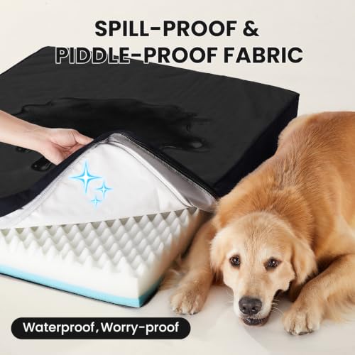 Orthopedic Waterproof Large Dog Bed (41" x 28" x 4" (For Crate) / 03-Black)