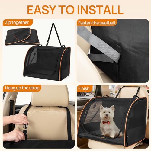Dog Car Seat Enclosed Carrier for Pets Travel Safety Dog Crate Soft