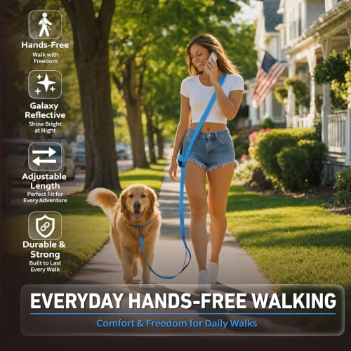 Hands Free Dog Leash (6–9.5 ft / Blue)
