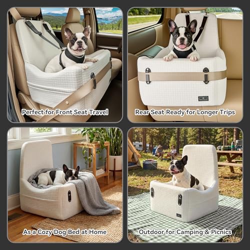 Pet Car Seat with Patented Safety System (Beige / Medium)