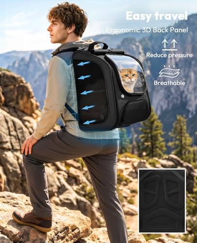 Cat Backpack Carrier (Black / 12.6"L x 10.2"W x 16.5"H)