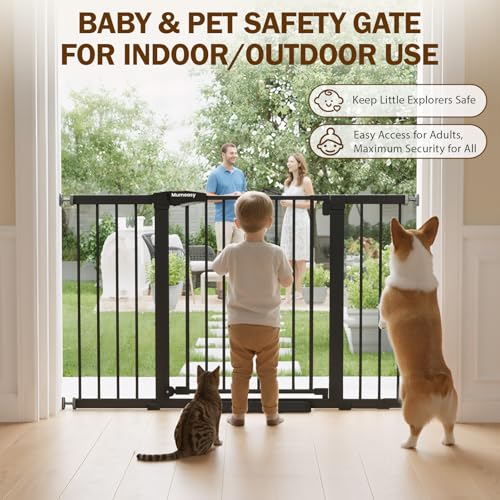 29.7 51 Inch Extra Wide Baby Gate for Stairs (Black / 29.7-51"W x 28"H)