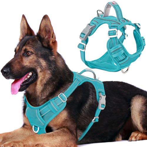 Dog Harness No Pull with ID Tag Pocket (X-Large(Chest:30-38”) / Ocean Blue)
