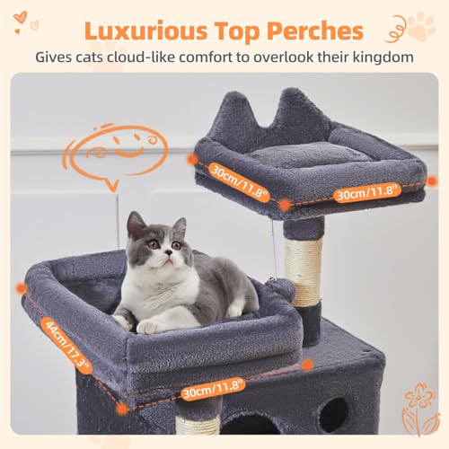Sturdy Cat Tree (Smoky Gray / 57.5 Inches)
