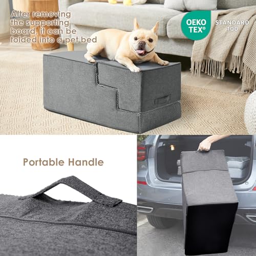 Dog Stairs for High Bed 22.5" H (Grey / Standard 15.7" x 30" x 22.5")