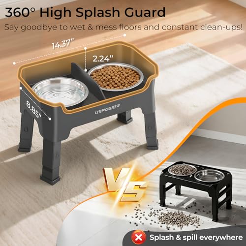 Mess Proof Elevated Dog Bowls (Grey / Small)