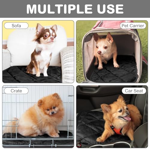2 Pack Self Heating Cat Mat Self Warming Pet Pads Washable Kennel Mat Dog Crate Pad Reflects Body Heat Non Skid Cat Thermal Pads for Puppy Indoor Outdoor (16 x 20 inches / Black)