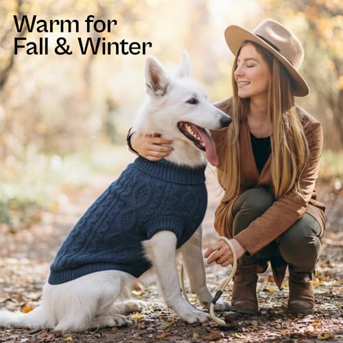 Dog Sweaters Pull Over (L / Cable Knit Navy)