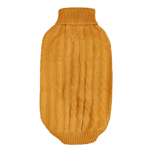 Dog Sweater Soft Warm Turtleneck Knitted Clothes for Small Medium Large Pet (Camel / X-Large)