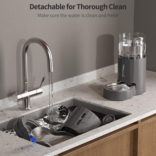 Cat Water Dispenser and Stainless Steel Bowl (Grey / 4L Base)