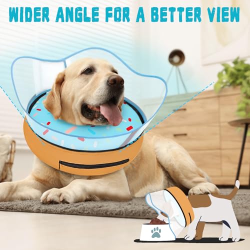 Elevated Inflatable Dog Cone Collar Alternative After Surgery (Donut Blue / L(Neck 12"-16"))