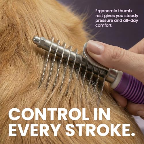 Poodle Dematting Fur Rake Comb Brush for Dogs and Cats (Purple / Dematting Comb)