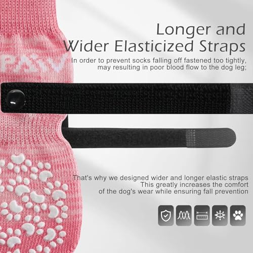 6PCS Anti Slip Dog Socks to Prevent Licking Paws (XX-large (6 Count) / Pink)