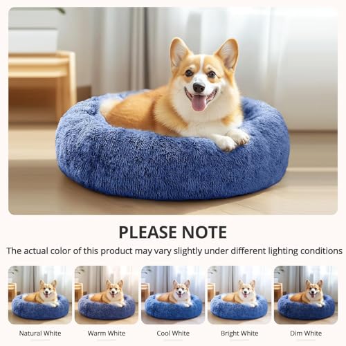 Calming Dog Beds Large Sized Dog (Navy Blue / 36.0"L x 36.0"W x 8.0"Th)