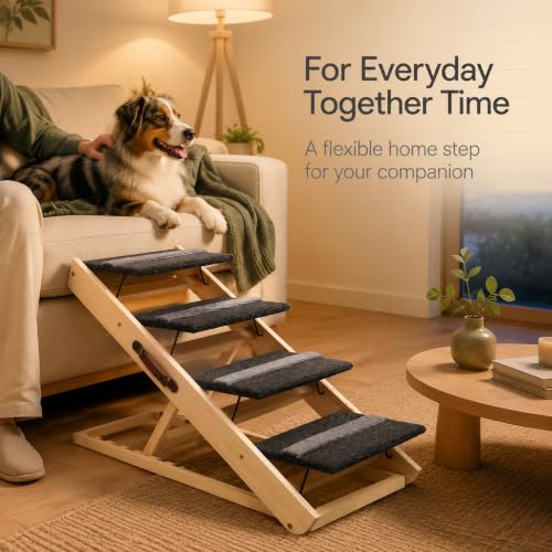 Upgrade 2-in-1 Pet Ramp Dog Stair,Folding Pet Stairs,Portable Dog Ramp for Small&Large Old Animals with Non-Slip Surface,Dog Ramp for Bed,Couch and Car,11.8" to 23.6" Height Adjustable(40×17.7) (40×17.71)
