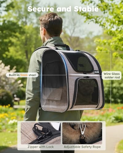 Cat Backpack Expandable (Brown / 12.6"L x 10.2"W x 16.5"H)
