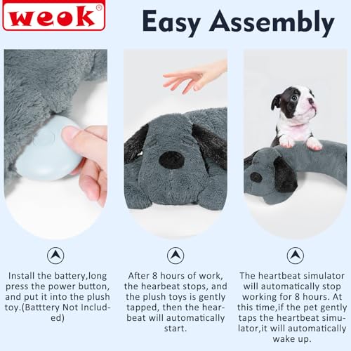 Puppy Heartbeat Toy for Separation Anxiety Relief (big grey dog)