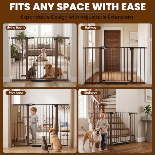 36" Extra Tall Baby Gate for Stairs (Brown / 29.7-51"W x 36"H)