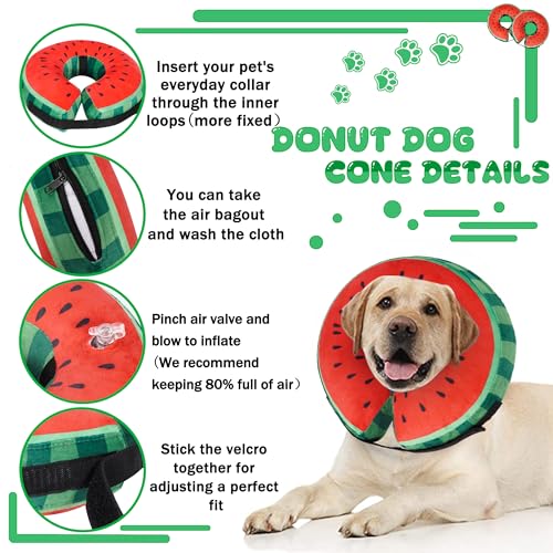 Recovery Donut Collar for Dogs & Cat (Watermelon / M+（neck 11"-14"）)
