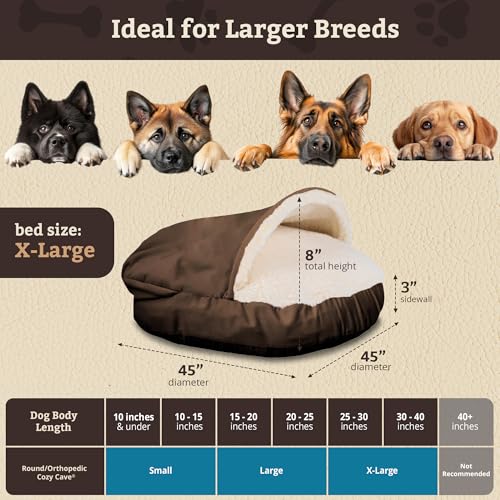 Cozy Cave Dog Bed (45.0"L x 45.0"W x 8.0"Th / Hot Fudge)