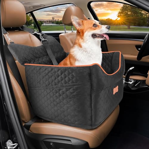 Dog Car Seat for Small Dogs Up to 25 lbs with 6 (Black)