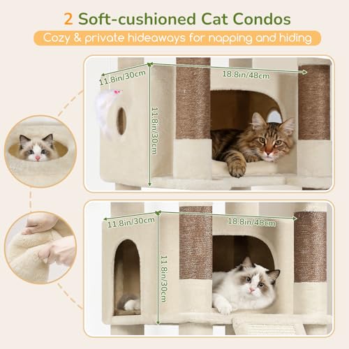 80in Tall Extra Large Heavy Duty Corner Cat Tree Tower (Beige)