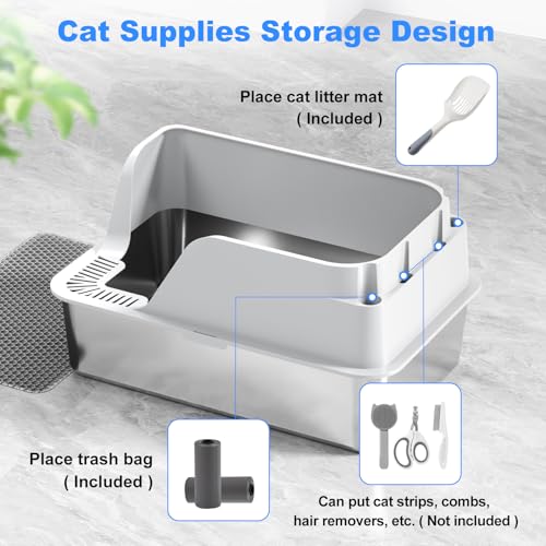 Non Stick Stainless Steel Litter Box (White)