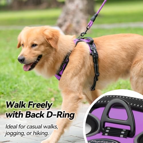 No Pull Dog Harness Small with Front Clip & Neck Release Buckle (S / Purple)
