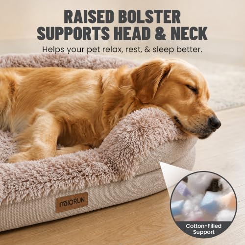 Fluffy Orthopedic Dog Beds Large Sized Dog (Beige / M(36", UP to 50lbs))