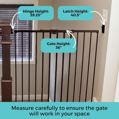 Toddleroo Easy Swing & Lock Baby Gate for Top of Stairs (Matte Bronze / 36" Tall)