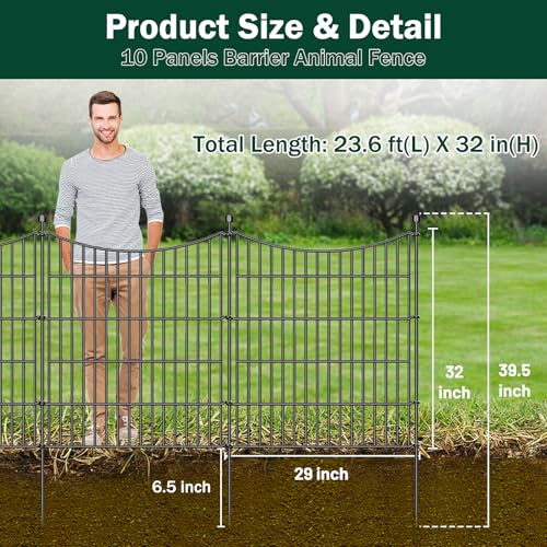 No Dig Dog Fence Outdoor for Yard with Gate (32 in(H) X 23.6 ft(L))