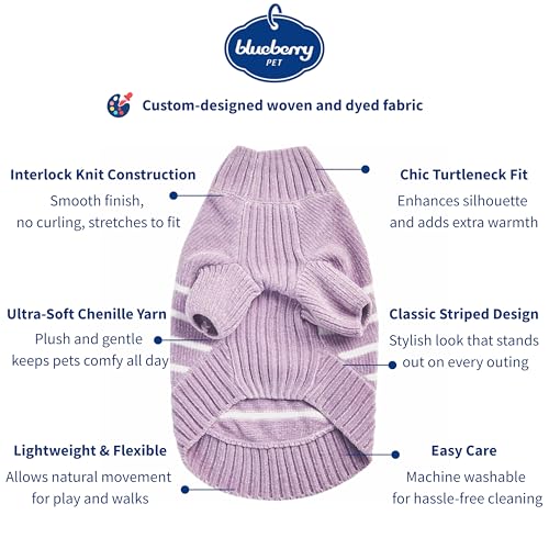 Cozy Soft Chenille Classy Striped Dog Sweater in Lavender Frost (10 inch / Lavender Frost)