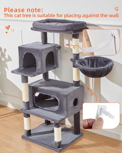 Cat Tree 49In Cat Tower for Indoor Cats Large Adult (Smoky Gray / 49.2 Inches)