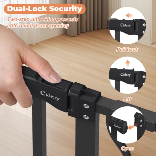 34" Tall Baby Gate No Drilling (Black / 29-40"Wide, 34"Tall)