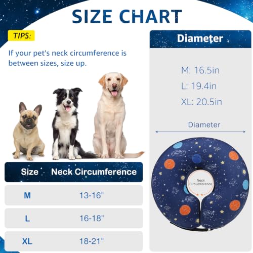 Soft Dog Cone Alternative After Surgery for Large Medium Dogs (Navy Blue Planet / M(Neck 13"-16"))