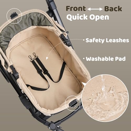 All Terrain Dog Stroller for Small to Medium Dogs (Vanilla Beige)