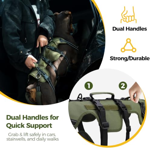 Dog Lift Harness for Large Dogs (Green / Large)