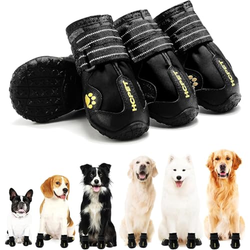 Dog Boots for Large Medium Small Dogs (Black / Width 2.55 in)