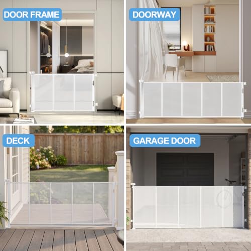 Retractable Baby Gate (White / 33x165 Inch)