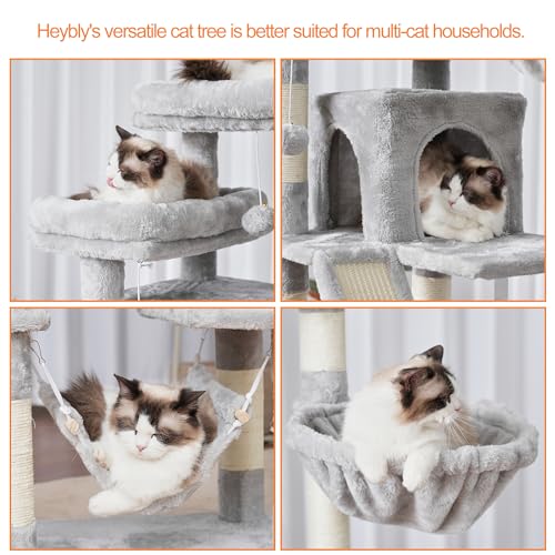 Cat Tree, 71-Inch-Tall Tower for Indoor Cats with 2 Perches HCT034W (Light Gray / 71 inch)