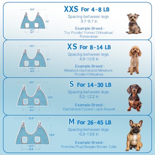 Dog Grooming Hammock for Nail Trimming (M（ Max 48 Lb：Leg space: 6.3"-13.5"） / Coral Blue)