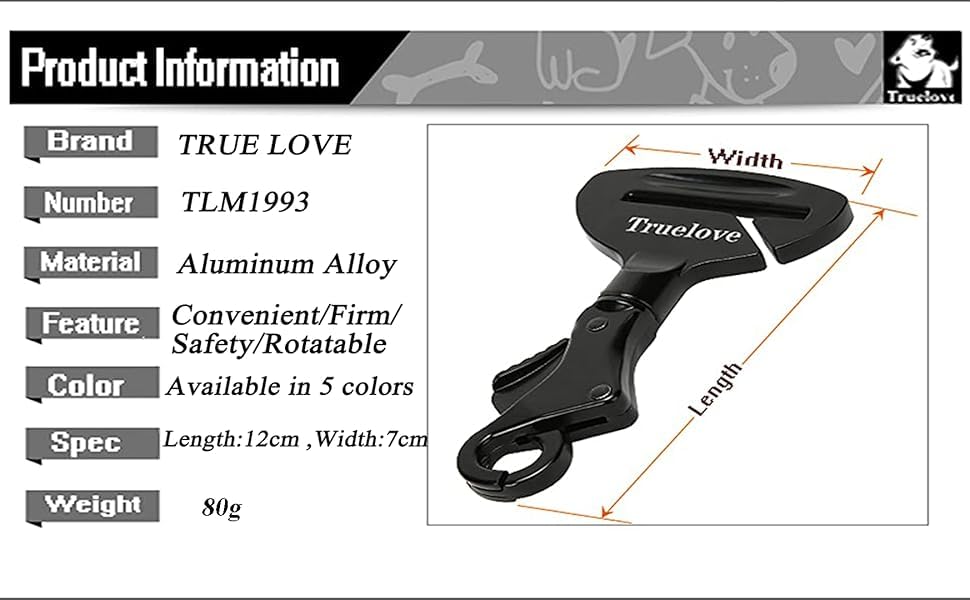 Truelove Lightweight Dog Car Seatbelt Safety Buckle Lock (Unisize / Green/Gray)