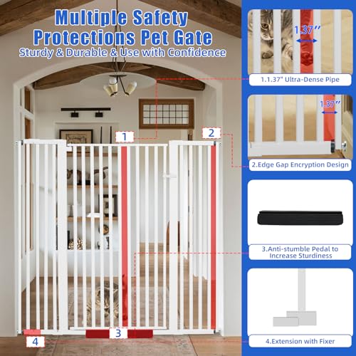 55 Inch Extra Tall Pet Gate for Cats (White / 55" tall,29.92" - 48")