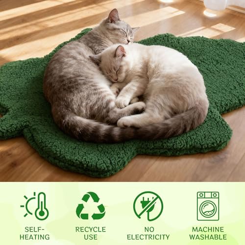 3 Pack Self Warming Pet Bed Leaf Shape Self Heating Cat Dog Mat Washable Thermal Sleeping Pad for Indoor Outdoor Hedgehog (Mixed Colors / Large-19"x29")