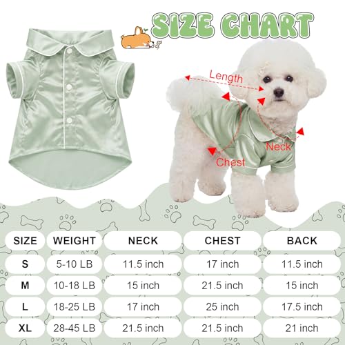 Dog Silk Pajamas Shirt Puppy Satin Pjs for Small Dog (S / Sage Green)