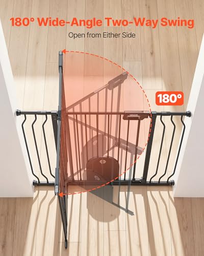 Pet Gate for Stairs (Black / 29.5-43" Wide x 30" Tall)