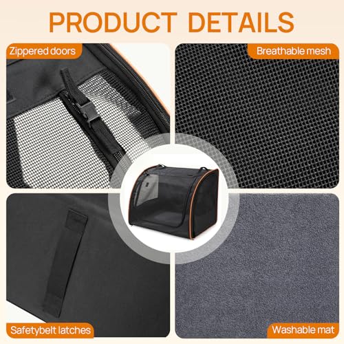 Dog Car Seat Enclosed Carrier for Pets Travel Safety Dog Crate Soft