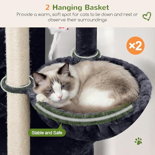 Cat Tree Tower for Indoor Cats Large Adult (Dark Grey / XXL)