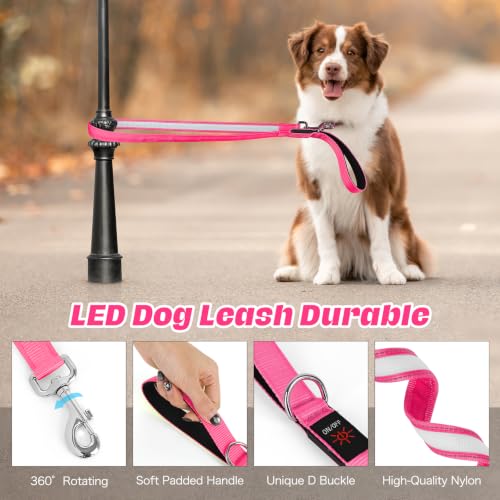 Light Up Dog Leash (Pink / 4FT)